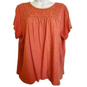 Ella Moss L Shirt Blouse Flowy Peach Coral